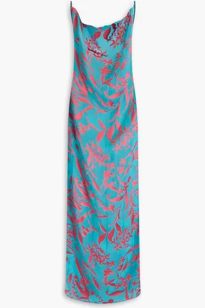 MAGDA BUTRYM Draped devoré-satin maxi dress - Blue