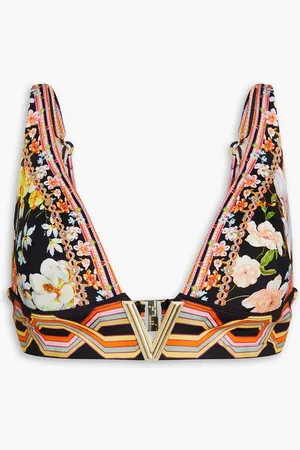 Camilla Embellished printed triangle bikini top