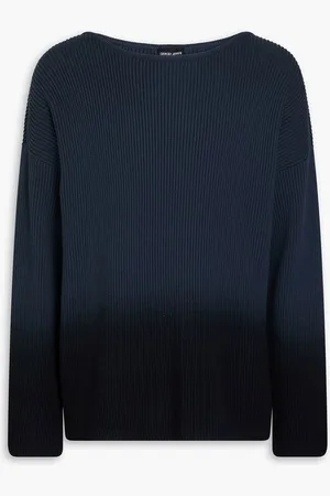 Giorgio Armani Dip-dyed ribbed wool sweater - Blue