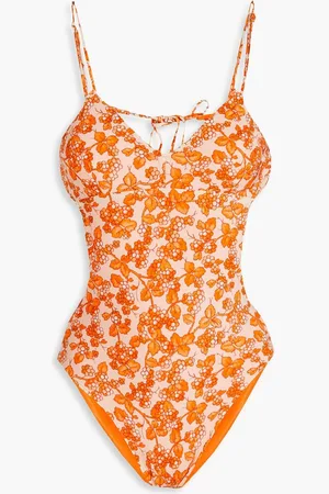 Etro Cutout floral-print swimsuit - Orange