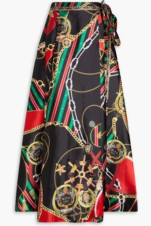 Camilla Crystal-embellished printed satin maxi wrap skirt
