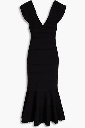 Victoria Beckham Fluted pointelle-knit midi dress
