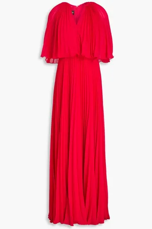 ZAC Zac Posen Cape-effect pleated chiffon gown