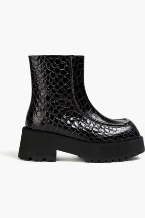 Marni Croc-effect leather ankle boots