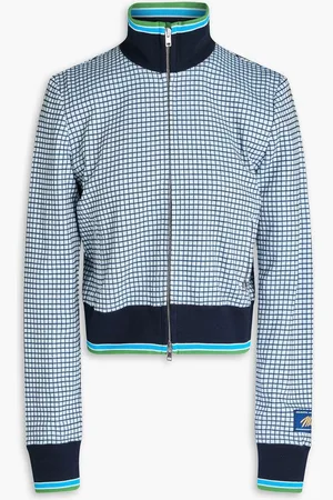 Marni Checked jacquard-knit track jacket - Blue