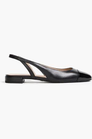 Stuart Weitzman Sleek patent-leather and leather slingback flats