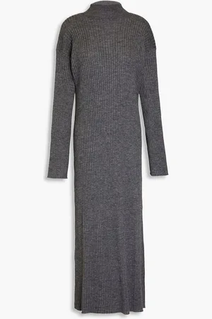 Loulou Studio Ribbed merino wool and cashmere-blend turtleneck midi dress - Gray