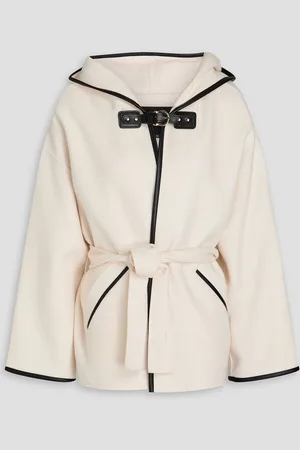 Maje Wool-blend felt hooded coat - White