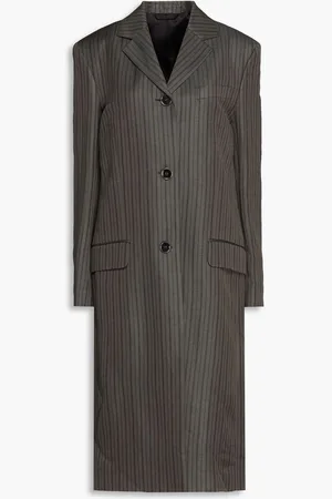 Acne Studios Striped linen-blend twill coat - Gray