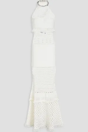 Retrofete Mesa metallic open-knit cotton-blend halterneck maxi dress