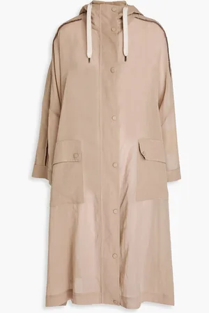 Brunello Cucinelli Bead-embellished oversized cotton parka - Neutral