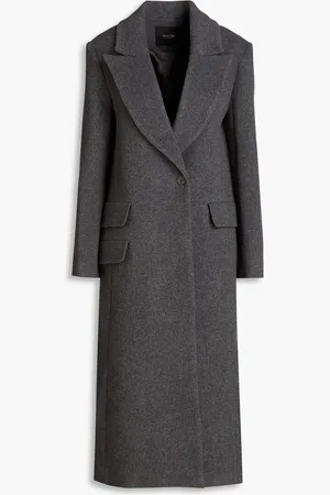 Maje Double-breasted wool-blend felt coat - Gray
