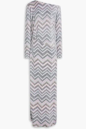 Missoni One-shoulder metallic crochet-knit maxi dress