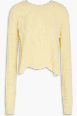AUTUMN CASHMERE Scalloped ribbed cashmere sweater - Yellow