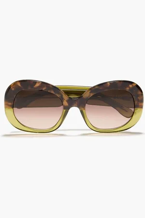 Ganni Round-frame tortoiseshell acetate sunglasses - Green