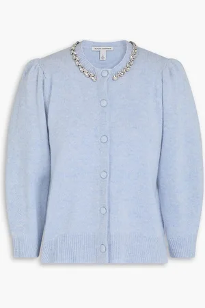 AUTUMN CASHMERE Crystal-embellished cashmere cardigan - Blue