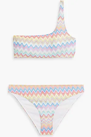 Missoni One-shoulder crochet-knit bikini