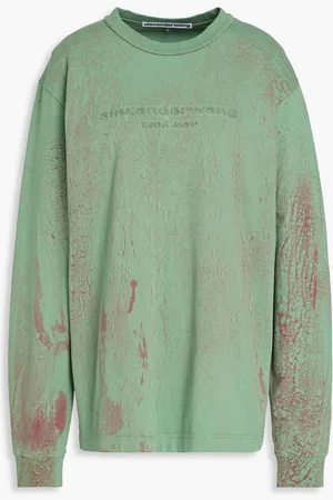 Alexander Wang Embossed printed cotton-jersey top - Green