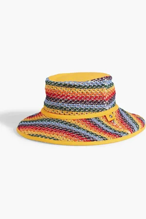RAG&BONE Canvas-trimmed striped crocheted bucket hat - Yellow