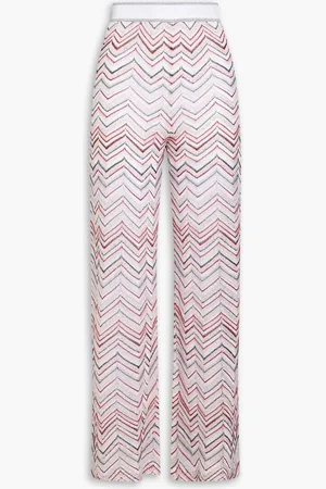 Missoni Sequined metallic crochet-knit wide-leg pants - Pink