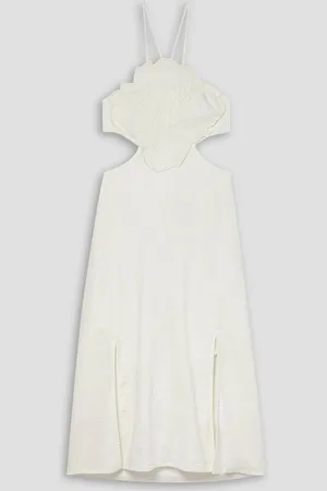 Farm Rio Cutout embroidered linen-blend voile midi dress