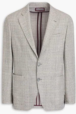 CANALI Checked wool-blend tweed blazer