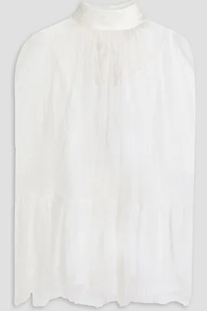 ALICE+OLIVIA Alice Olivia - Cape-effect pleated Chantilly lace top - White
