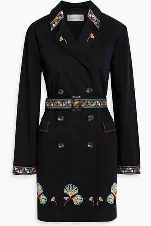 SALONI Summer embellished cotton-blend twill trench coat