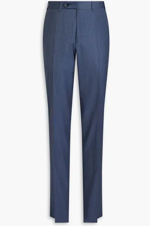 CANALI Pinstriped wool pants - Blue