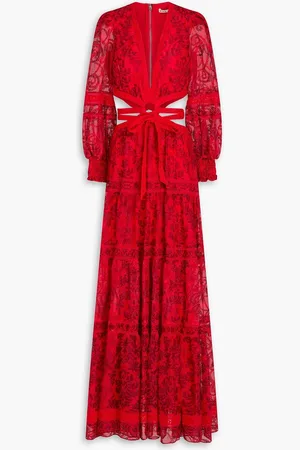 ALICE+OLIVIA Alice Olivia - Patricia cutout tiered broderie anglaise maxi dress
