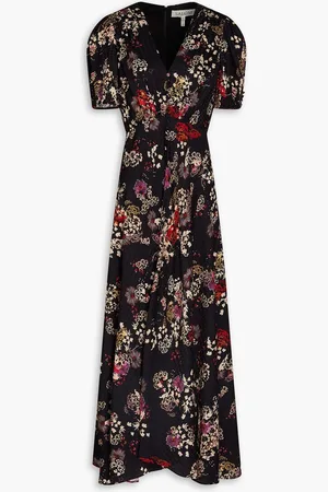 SALONI Lea floral-print silk-satin jacquard maxi dress