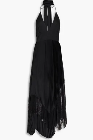 ALICE+OLIVIA Alice Olivia - Hannah asymmetric lace-paneled satin maxi dress