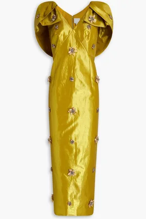 HUISHAN ZHANG Embellished taffeta midi dress - Metallic