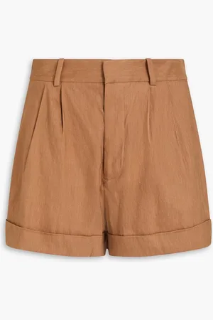ALICE+OLIVIA Alice Olivia - Conry pleated linen-blend shorts - Brown