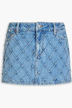 ALICE+OLIVIA Alice Olivia - Joss crystal-embellished denim mini skirt - Blue