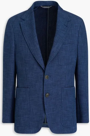 CANALI Cotton-blend jacquard blazer - Blue