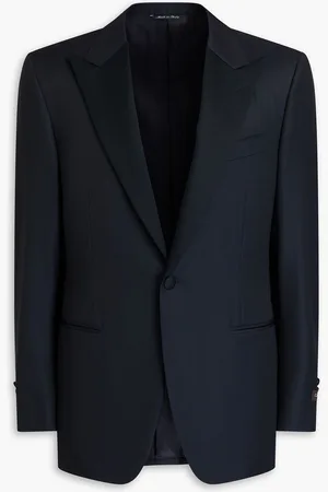 CANALI Satin-trimmed wool blazer