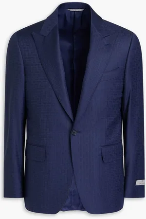 CANALI Wool-jacquard blazer - Blue
