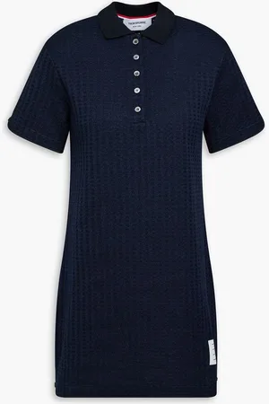 Thom Browne Jacquard-knit cotton mini dress - Blue