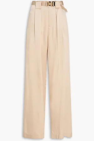 Nicholas Iman belted satin wide-leg pants - Neutral