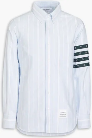 Thom Browne Striped cotton Oxford shirt - Blue