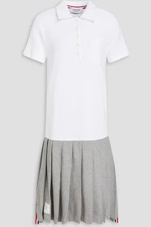 Thom Browne Pleated two-tone cotton-piqué dress