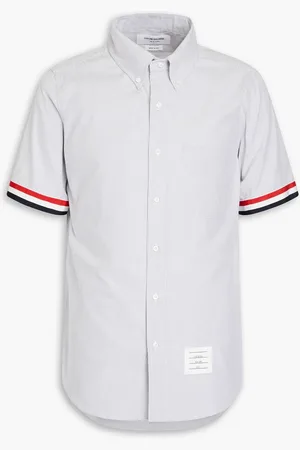 Thom Browne Striped cotton-Oxford shirt - Gray