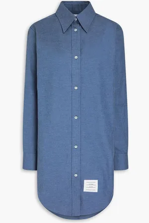 Thom Browne Cotton-twill mini shirt dress - Blue
