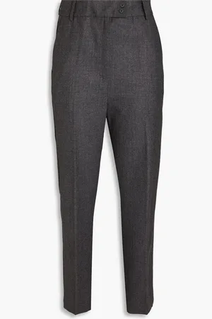 GENTRYPORTOFINO Anthracite wool and cashmere-blend tapered pants - Gray