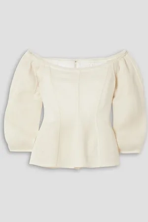 Chloé Off-the-shoulder paneled wool and cashmere-blend top