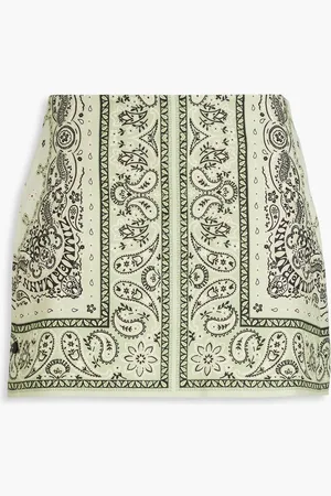 ZIMMERMANN Paisley-print linen mini skirt - Green