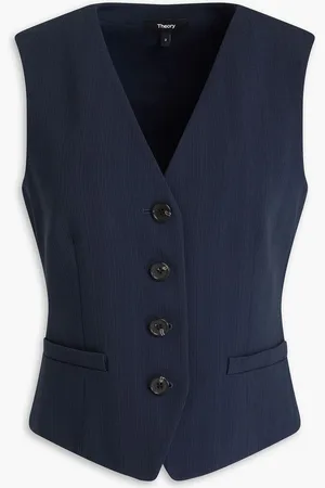 THEORY Textured-crepe vest - Blue