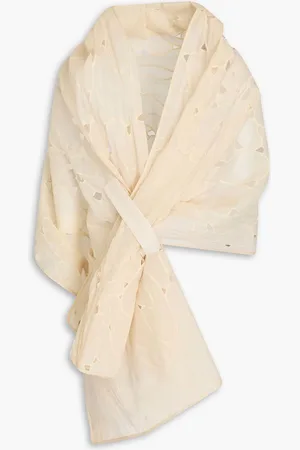 GENTRYPORTOFINO Cutout cotton-voile stole - Neutral