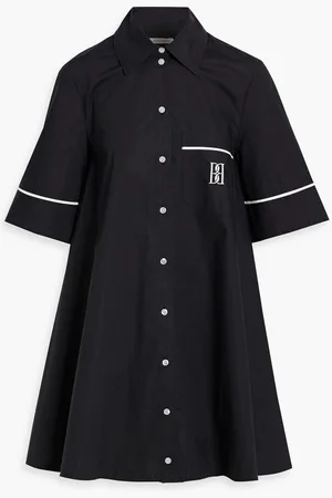 By Malene Birger Gaielle embroidered cotton-poplin mini shirt dress